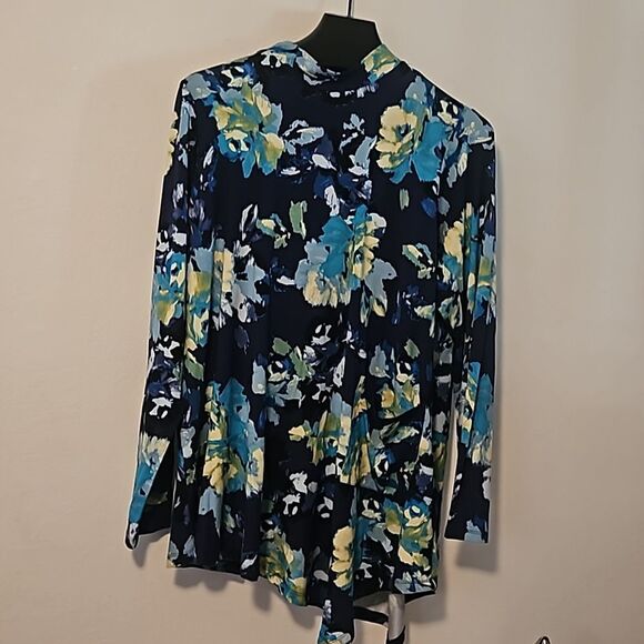 LOGO BY Lori Goldstein  rayon 230 print 1X BLUE'S - Picture 1 of 7